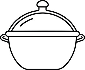 Hotpot Line Art Vector – Minimal Black and White Illustration on White Background
