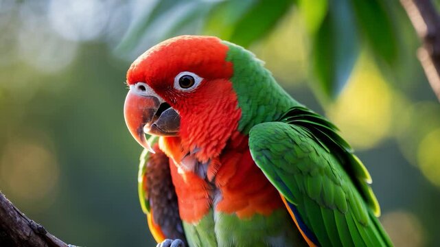 In the park, the parrot lory is chattering.