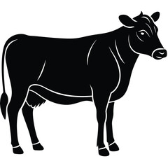 Obraz premium Silhouette of a Cow - Black and White Graphic Design