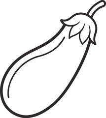 Eggplant Line Art Vector – Minimal Black and White Illustration on White Background