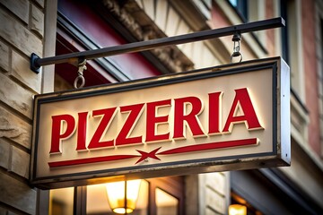 Fototapeta premium rustic wooden pizzeria signboard classic pizza house banner design traditional Italian restaurant advertising poster authentic pizza milkyhexddway pizzas Backgrounds ads