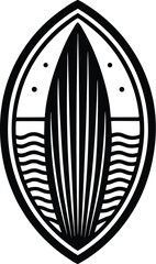 A wooden surfboard logo silhouette white background