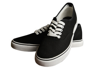 Classic black canvas sneakers with white soles and laces