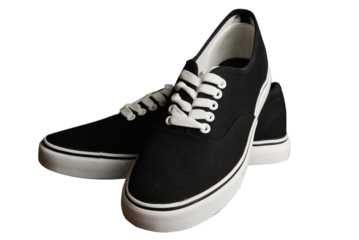 Classic black canvas sneakers with white soles and laces