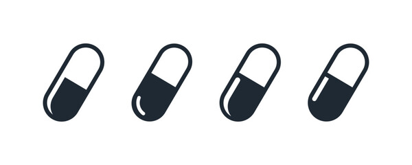 Pills icon vector set. Capsule icon. Drug sign and symbol. Medicine capsule icon