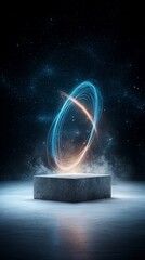 Abstract futuristic pedestal with glowing light effect