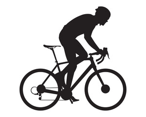 Professional cyclist riding a road bike silhouette