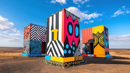 Colorful shipping containers art installation