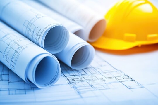 top-quality blueprints, construction plans, and detailed engineering drawings featuring skilled architects with helmets ready to bring your house project to life