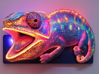 chameleon, strong laughter. manifestations of human emotions of laughter. on a monochromatic colored background