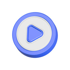 play button 3d rendering multimedia player video