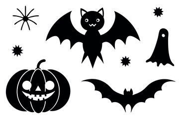 Fototapeta premium Cute Halloween elements vector illustration. 