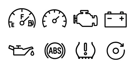 Automotive dashboard icons: essential car maintenance symbols for repair and safety