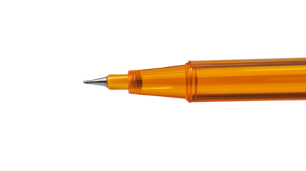 Orange Pen with Cap on White Background Isolated - Professional Office Supplies Photography