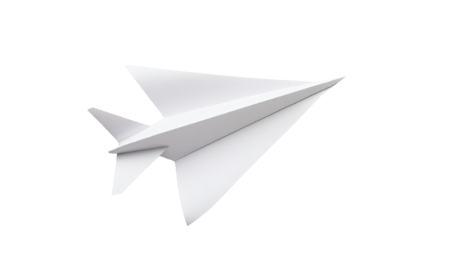 Paper Airplane on White Background: Professional Conceptual Image for Presentations and Design Projects