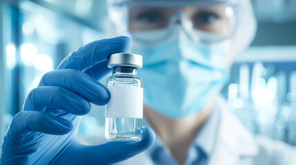 Fototapeta premium Scientist Holding Vaccine Vial