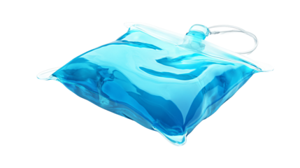 Professional Photorealistic IV Bag with Blue Fluid Isolated on White Background