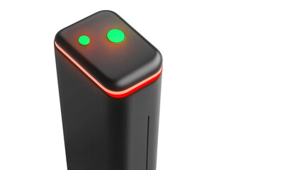 Professional Power Bank with LED Indicators on White Background