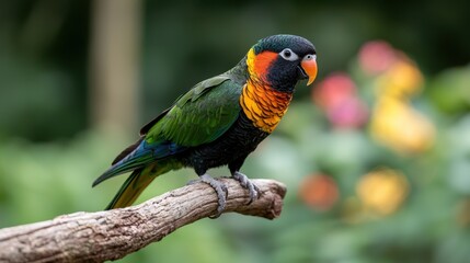 Obraz premium Black-capped Lory Parrot Bird on Branch