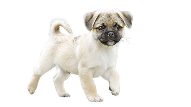 Charming puggle puppy poses delightfully with blank space for design.
