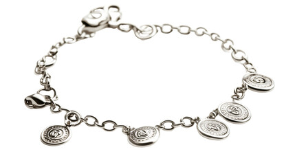 Elegant Silver Bracelet with Charms on White Background for Stylish Accessories