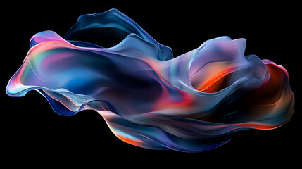 Obraz premium Abstract fractal art with swirling blue and purple smoke patterns on a black background creates a colorful, flowing design