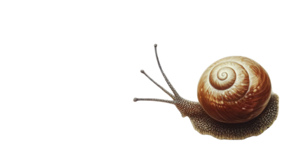 Snail Isolated on White Background - High Quality Close-up Photo