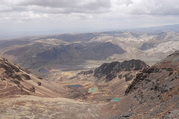 View on blue lakes from Chacalatya, Cordillera Real, Bolivia