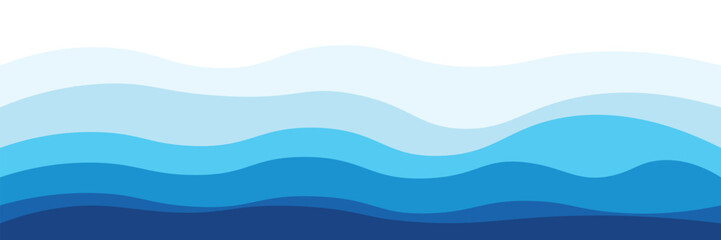 Sea waves layered vector background illustration and sea beach vector illustration.