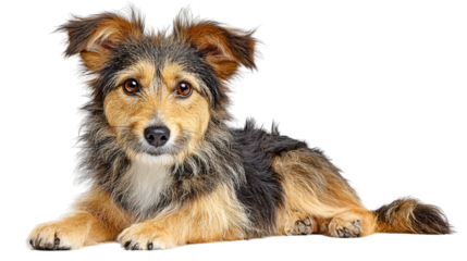 template rebg 77 shows a cute terrier dog lying against white background.
