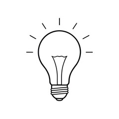 Light bulb outline vector illustration on white background