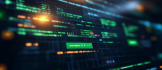 Fototapeta premium Futuristic computer screen with glowing code.