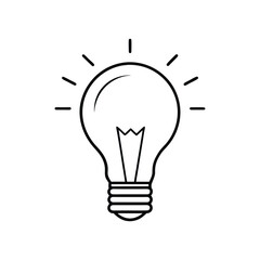 Light bulb outline vector illustration on white background