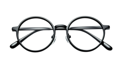Stylish Black Round Eyeglasses on White Background