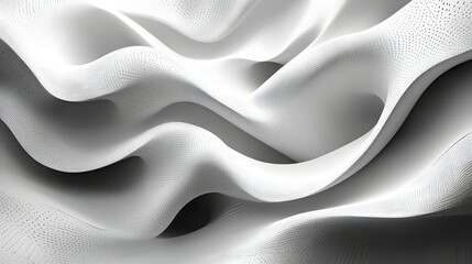 Obraz premium Undulating Surface with Small Perforations, Smooth Flowing Lines, White Color, Curve Structure, Modern Elegant Texture