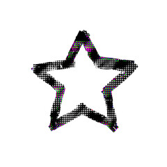 digital glitch halftone star icon, transparent background