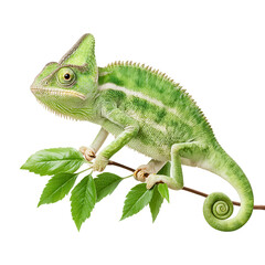 Obraz premium Green chameleon on branch for rebg 160 s design or presentation.