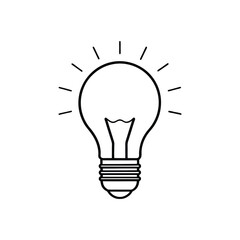 Light bulb outline vector illustration on white background