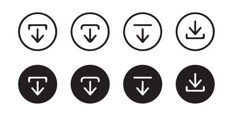 Download icon set. Download button collection. File download icon vector. File download and upload icon symbol in line and flat style on white background. Vector illustration eps 10.