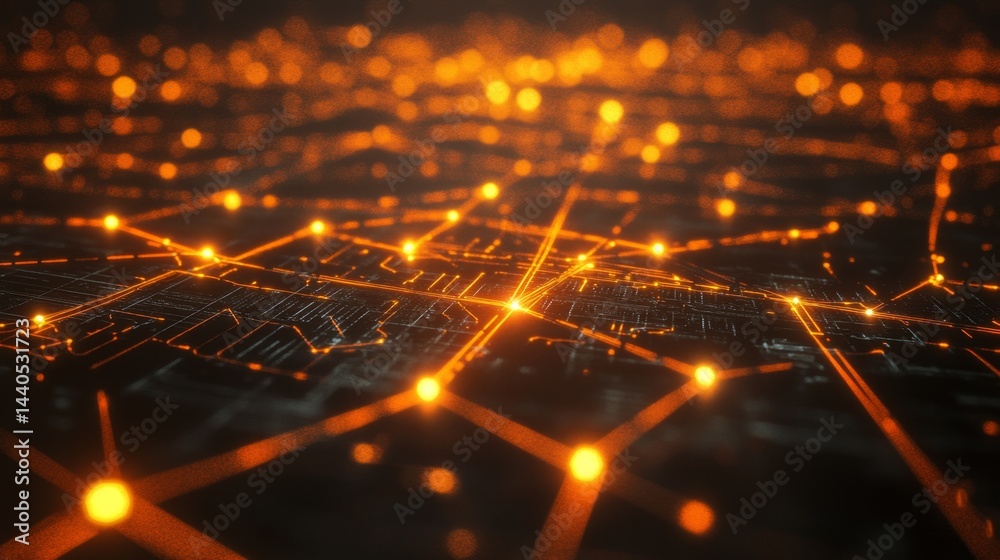 Poster dynamic data visualization of global networks digital space graphic design tech environment abstract