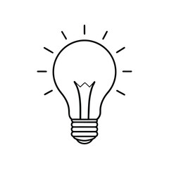 Light bulb outline vector illustration on white background