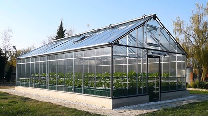 Fototapeta premium A home office with a botanical garden and interface