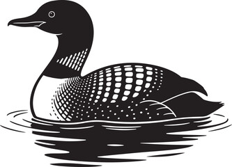 Common loon bird silhouette vector illustration. duck silhouette vector
