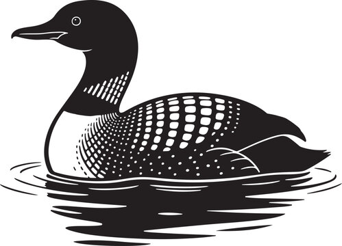 Common loon bird silhouette vector illustration. duck silhouette vector
