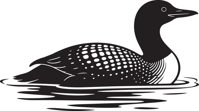 Common loon bird silhouette vector illustration. duck silhouette vector