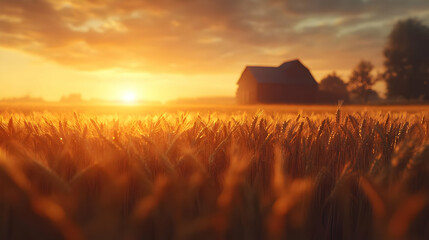 Golden Wheat Field Sunset Photography