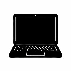 Laptop illustration with blank screen in simple style  