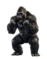 Powerful Gorilla Illustration Aggressive Ape, Fierce Primate, Wild Animal