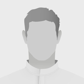 Monochrome avatar default photo placeholder illustration showing silhouette of unrecognizable male figure in minimalist style with neutral grey tones for anonymous profile representation