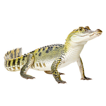 Spectacled caiman is on white background used on rebg 291 templates.